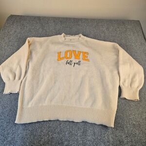 Love in Faith Womens 3XL Cream LOVE Fall Y'all Sequin Applique Knit Sweater